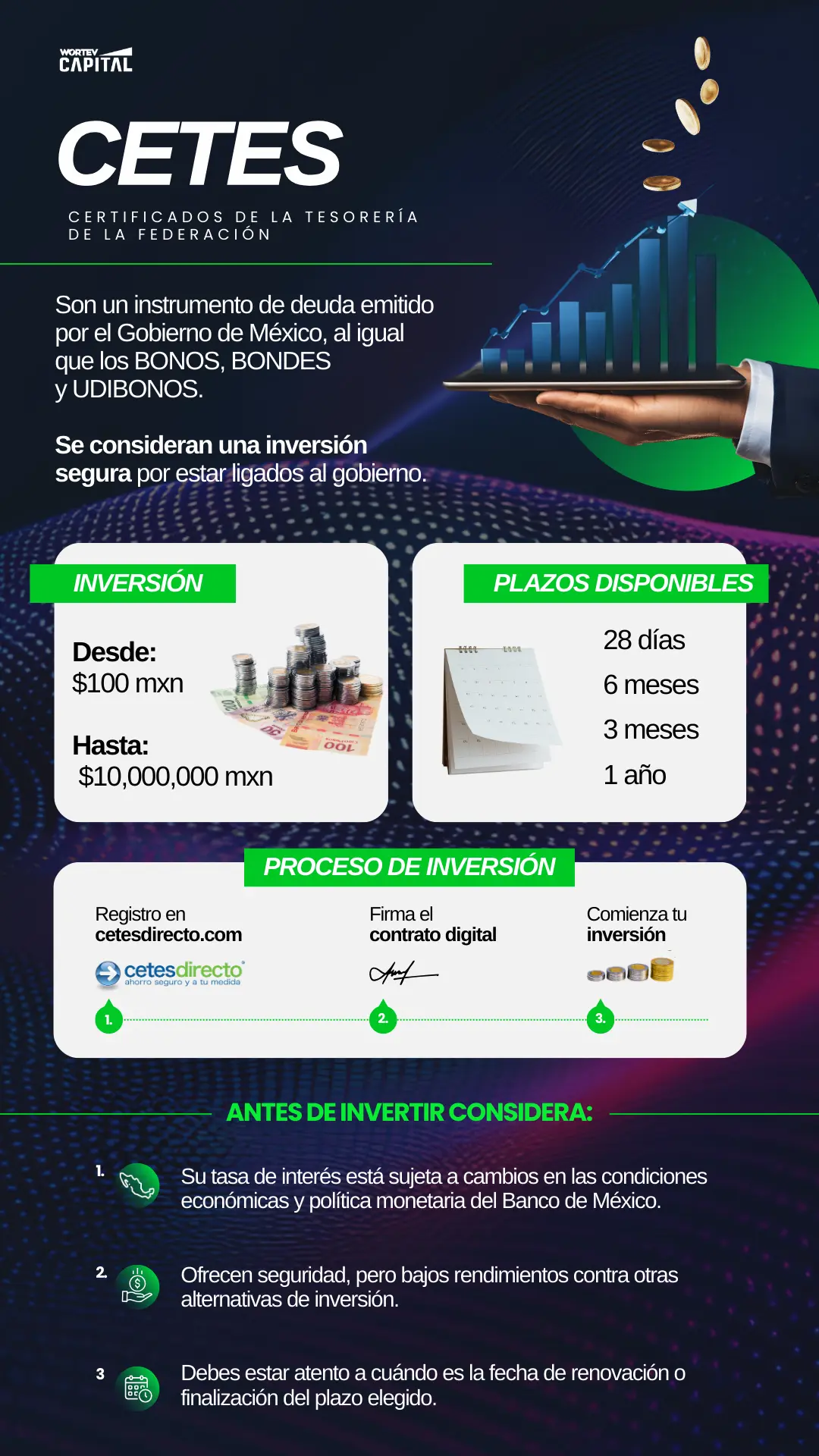 Infografía sobre cómo invertir en CETES
